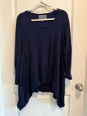 Paper Crane Navy Asymmetric Hem Tunic Sweater